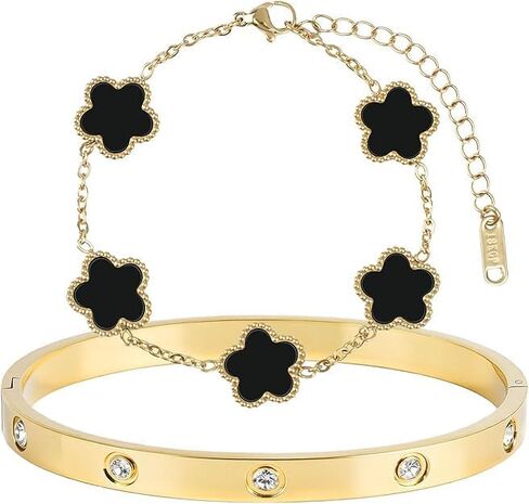 2Pcs Clover Bracelet Set, Love Bracelet, Clover Bracelets in Saudi Arabia
