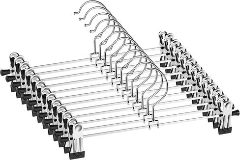 NORTHERN BROTHERS Pants Hangers 12 Pack Skirt Hangers with Clips Metal Adjustable Hanger for Pants Trousers Men Women Kids Clothes in Saudi Arabia