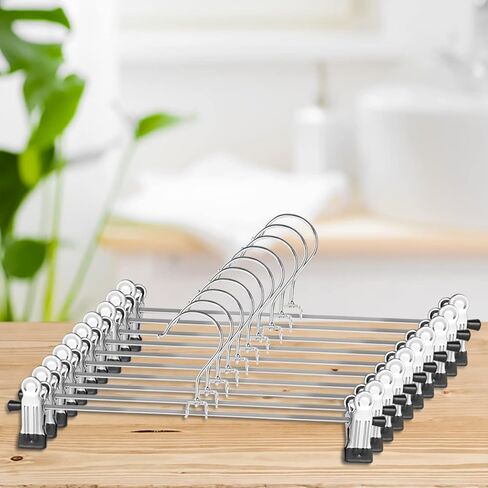 NORTHERN BROTHERS Pants Hangers 12 Pack Skirt Hangers with Clips Metal Adjustable Hanger for Pants Trousers Men Women Kids Clothes in Saudi Arabia
