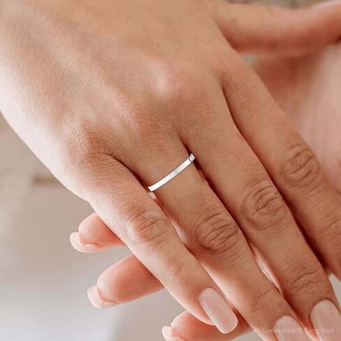 P3 POMPEII3 2mm Flat 14K White Gold Stacker Wedding Guard Ring Band in Saudi Arabia