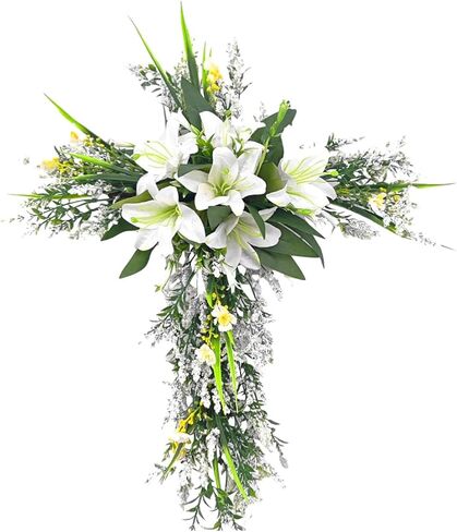 Easter Liliaceous Cross Wreath Garland Front Door Ornament in Kuwait