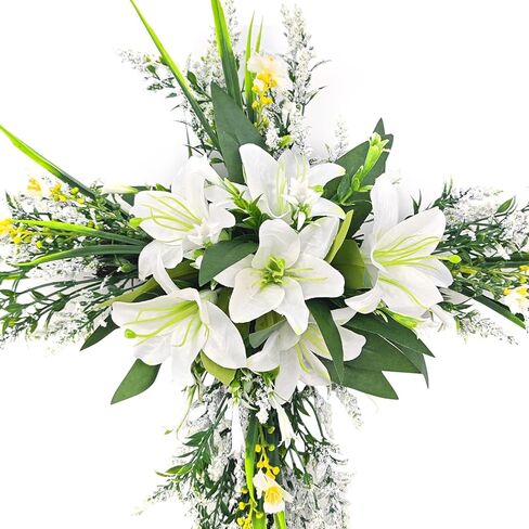 Easter Liliaceous Cross Wreath Garland Front Door Ornament in Kuwait