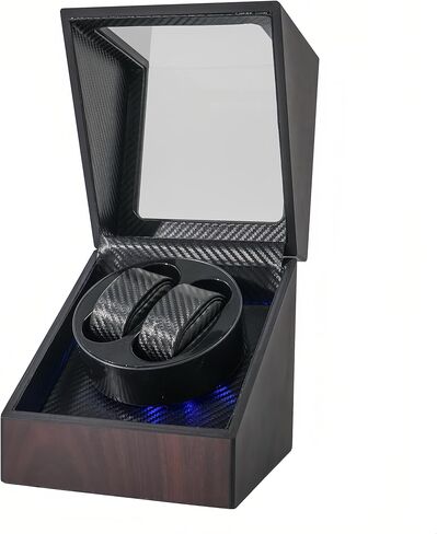 لفافات الساعة للساعات الأوتوماتيكية المزدوجة، صندوق لفاف الساعة الأوتوماتيكي، قرص دوار للساعة مع ضوء LED، يعمل بالبطارية أو USB، هدية للرجال والنساء، محرك مابوتشي الهادئ in Kuwait