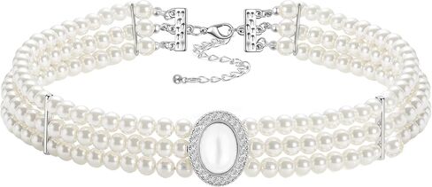 قلادة من اللؤلؤ، قلادة من اللؤلؤ بطبقات مثل إكسسوارات الهالوين من اللؤلؤ، قلادة من اللؤلؤ الصناعي للنساء، قلادة من اللؤلؤ الأبيض قلادة من اللؤلؤ الفيكتوري المزيف مجوهرات مصاص دماء عتيقة in Kuwait