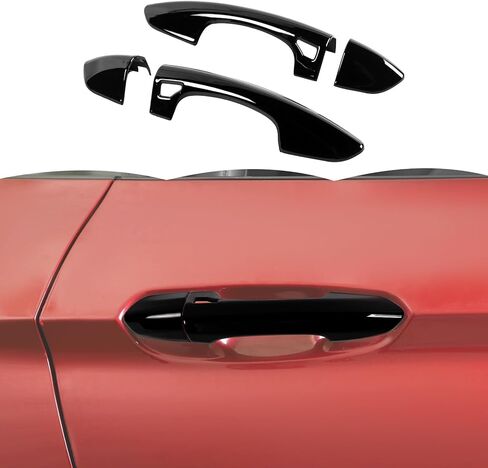 RT-TCZ Door Handle Cover Trim Decoration Exterior Accessories for Ford Mustang 2015-2023 (Black Carbon Fiber) in Saudi Arabia