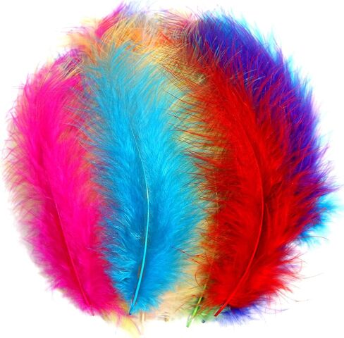 THARAHT 100pcs Fluffy Turkey Marabou Feathers 4-6inch for Craft Dream Catcher Decoration Natural Fluffy Turkey Marabou Feathers,Mix Colour in Kuwait