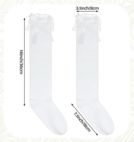 جوارب بيضاء للركبة للفتيات، جوارب بناتي مدرسية بفيونكة دانتيل مكشكشة للنساء، جوارب لوليتا عتيقة قابلة للتمدد للرقص اليومي للمدرسة والأزياء التنكرية in Kuwait