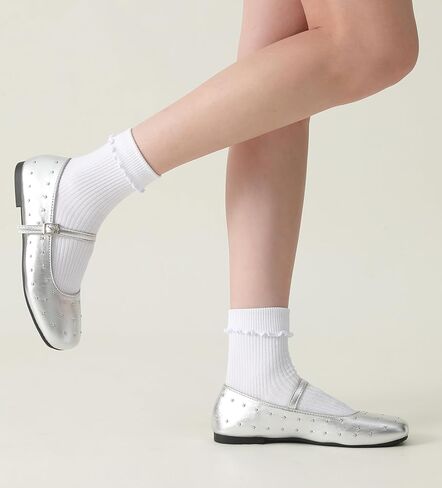 Winterlace 6-Pair Cotton Ruffle Frilly Crew Socks Womens Turn Cuff Fashion Cute in Saudi Arabia