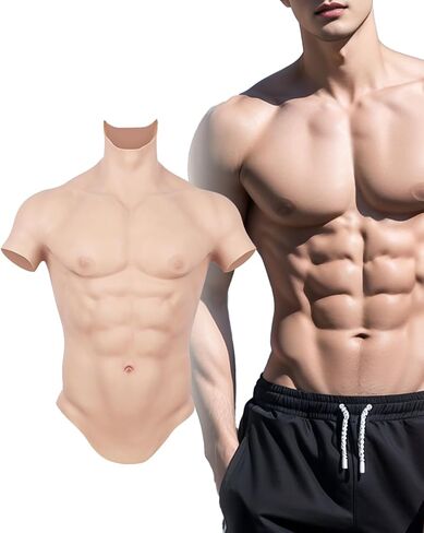 بدلة عضلات من السيليكون من KUMIHO، لوحة صدر Abs وهمية، ياقة عالية، كمال الأجسام، بدلة جسم واقعية من السيليكون لحفلات الهالوين التنكرية in Kuwait