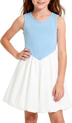 Goodstoworld Girls Bubble Dresses Size 7 14 Kids Summer Sleeveless Mini Dress in Saudi Arabia