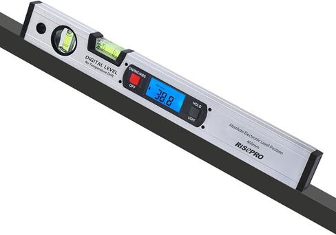 RISEPRO 16-inch Digital Spirit Level and Protractor, Torpedo Level, Inclinometer Angle Gauge Finder Bubbles Magnetic Base with Backlight in Kuwait
