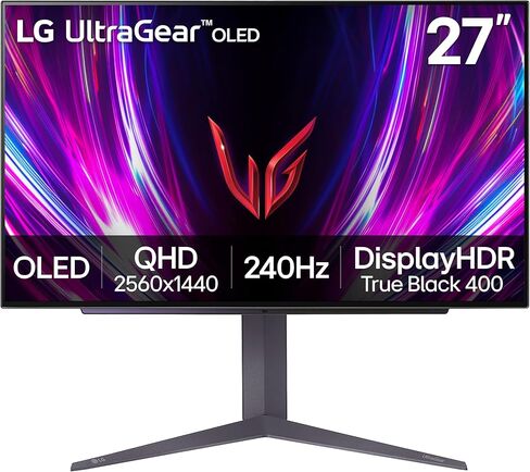 LG ‎27GS93QE شاشة ألعاب Ultragear OLED مقاس 27 بوصة QHD 240 هرتز 0.03 مللي ثانية DisplayHDR True Black 400 AMD FreeSync Premium Pro NVIDIA G-Sync HDMI 2.1 DisplayPort إمالة/ارتفاع/حامل محوري أسود in Kuwait