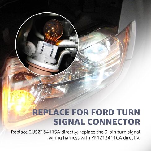 2U5Z13411SA Turn Signal Light Socket with 3-Wire Pigtail YF1Z13411CA- Compatible with Ford F250 F350 Super Duty Escape Focus Mustang Ranger Explorer 2004-2013 Brake Tail Headlight Lamp Adapter in Kuwait