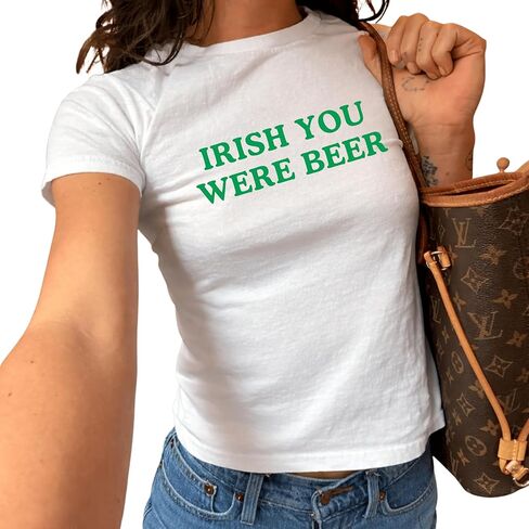 Irish You were Beer Baby tee Funny st Patrick Day Girls tees Y2K st Patty Tops in Saudi Arabia