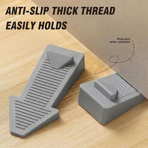 6 PCS Foldable Door Stopper, Anti-Slip PVC Door Wedge for Bottom of Door, Windproof Door Holder to Prevent Door Slamming and Pinching Fingers, for All Floor Types - Gray in Saudi Arabia