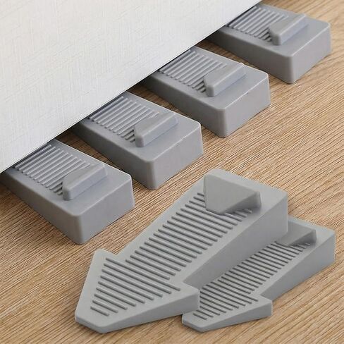 6 PCS Foldable Door Stopper, Anti-Slip PVC Door Wedge for Bottom of Door, Windproof Door Holder to Prevent Door Slamming and Pinching Fingers, for All Floor Types - Gray in Saudi Arabia