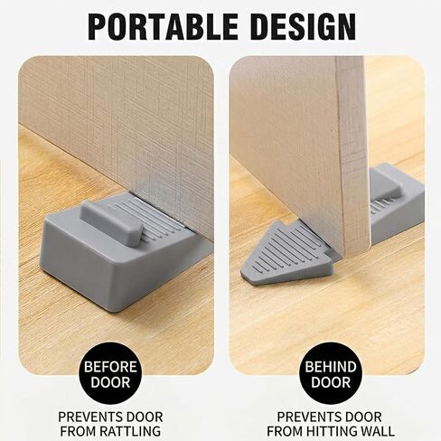 6 PCS Foldable Door Stopper, Anti-Slip PVC Door Wedge for Bottom of Door, Windproof Door Holder to Prevent Door Slamming and Pinching Fingers, for All Floor Types - Gray in Saudi Arabia