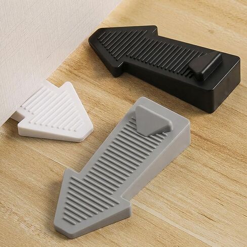 6 PCS Foldable Door Stopper, Anti-Slip PVC Door Wedge for Bottom of Door, Windproof Door Holder to Prevent Door Slamming and Pinching Fingers, for All Floor Types - Gray in Saudi Arabia