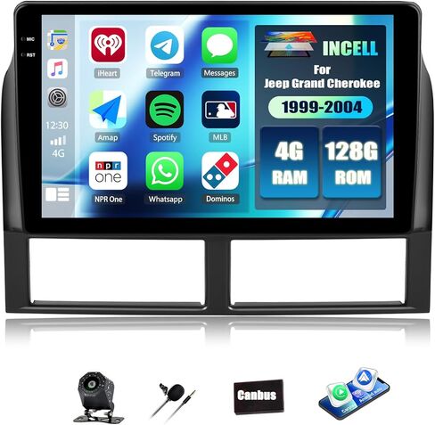 2G+64G Car Stereo Radio with Wireless CarPlay Android Auto for 1999-2004 Jeep Grand Cherokee 9" Android Touch Screen Bluetooth Car Radio with GPS Navigation HiFi FM Head Unit with Backup Camera in Saudi Arabia
