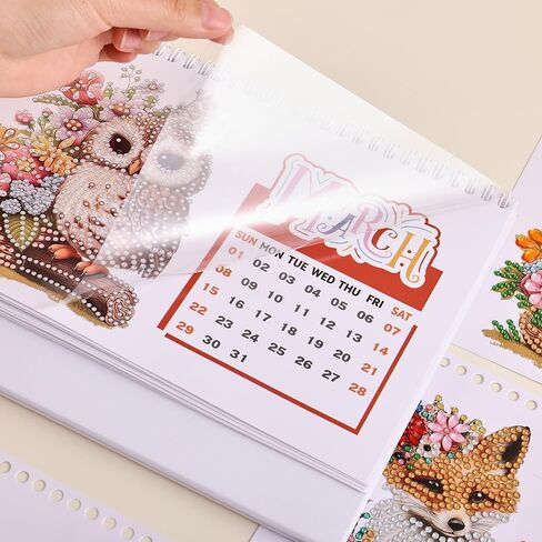2026 Calendar Desk Calendar DIY Diamond Painting Art with Animals theme Calendar, Monthly Flip Planner with To-Do List, Handmade Craft for Office & Home Decor Gift in Kuwait