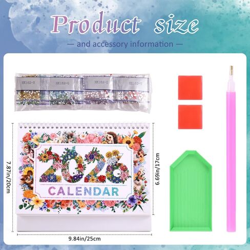 2026 Calendar Desk Calendar DIY Diamond Painting Art with Animals theme Calendar, Monthly Flip Planner with To-Do List, Handmade Craft for Office & Home Decor Gift in Kuwait