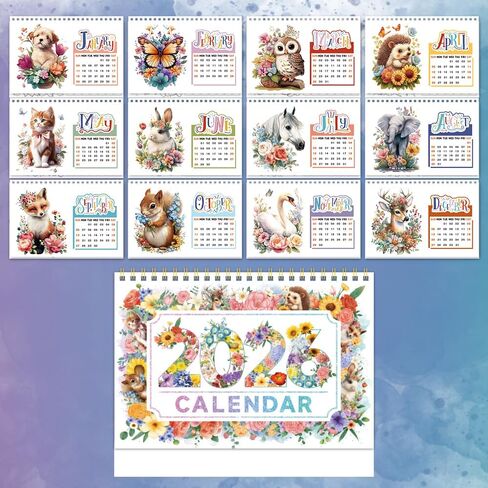 2026 Calendar Desk Calendar DIY Diamond Painting Art with Animals theme Calendar, Monthly Flip Planner with To-Do List, Handmade Craft for Office & Home Decor Gift in Kuwait