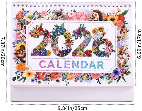 2026 Calendar Desk Calendar DIY Diamond Painting Art with Animals theme Calendar, Monthly Flip Planner with To-Do List, Handmade Craft for Office & Home Decor Gift in Kuwait