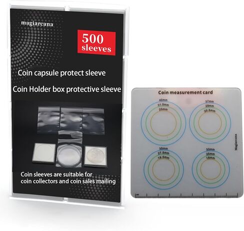 Coin Protect Sleeves and Coin Measuring Card Collection Supplies,3 Options, not Included Cardboard Coin Holders,Plastic Coin Capsules, Coin Storage Protectors Boxes (1000) in Kuwait