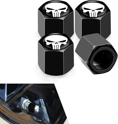 4 قطع من أغطية جذع صمام إطارات الجمجمة، أغطية إطارات عجلة السيارة محكمة الغلق، أغطية جذع صمام السيارة من الألومنيوم، غطاء هواء الإطارات العالمي للسيارة، الدراجة، ملحقات ديكور السيارة للرجال والنساء (أحمر) in Kuwait