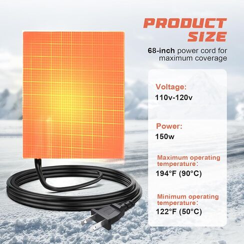 2PCS محرك كتلة سخان النفط عموم لوحة سخان مع الحرارة 120V 150W 4 × 5 بوصة 3M ذاتية اللصق سطح معدني مقياس كتلة المحرك وسادة التدفئة سيليكون مع سلك طاقة طويل 68 بوصة in Kuwait