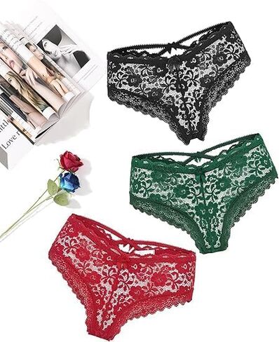 Women's Lace Sexy Panties V-Shape Undies Criss Cross Back Underwear in Saudi Arabia
