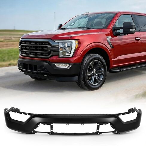 VRC Front Bumper Compatible with Ford F-150 2021-2023, Chrome Steel Front Bumper Face Bar, For 21-23 F150,With Fog Light Holes Without Parking Sensor Holes (Black) in Saudi Arabia