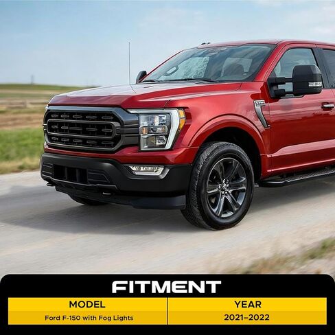 VRC Front Bumper Compatible with Ford F-150 2021-2023, Chrome Steel Front Bumper Face Bar, For 21-23 F150,With Fog Light Holes Without Parking Sensor Holes (Black) in Saudi Arabia