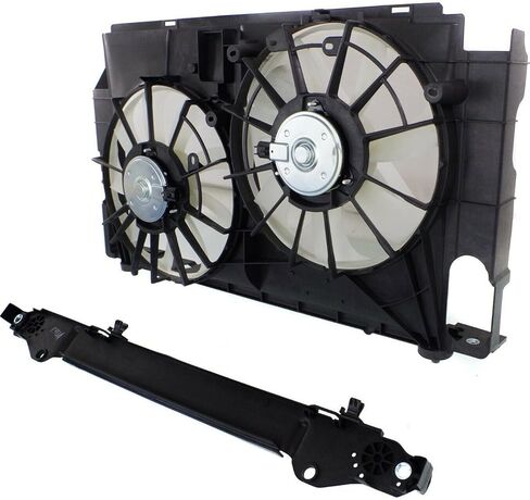 1pc Dual Radiator Cooling Fan Assembly Set for Toyota for RAV4 2.5L 2013-2018 1636336110 167120V020, Rapid shipment in Kuwait