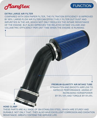 Marsflex 4" Cold Air Intake Kit & Filter Heat Shield for Chevy for GMC 1999 2000 2001 2002 2003 2004 2005 2006 Silverado Sierra Tahoe Avalanche Suburban Yukon Sierra 1500 2500 V8 4.8L 5.3L 6.0L Red in Kuwait