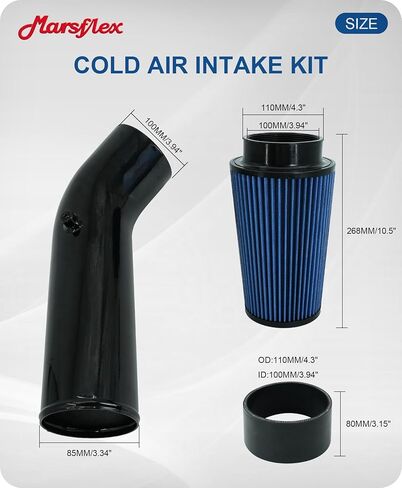 Marsflex 4" Cold Air Intake Kit & Filter Heat Shield for Chevy for GMC 1999 2000 2001 2002 2003 2004 2005 2006 Silverado Sierra Tahoe Avalanche Suburban Yukon Sierra 1500 2500 V8 4.8L 5.3L 6.0L Red in Kuwait