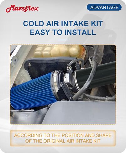 Marsflex 4" Cold Air Intake Kit & Filter Heat Shield for Chevy for GMC 1999 2000 2001 2002 2003 2004 2005 2006 Silverado Sierra Tahoe Avalanche Suburban Yukon Sierra 1500 2500 V8 4.8L 5.3L 6.0L Red in Kuwait