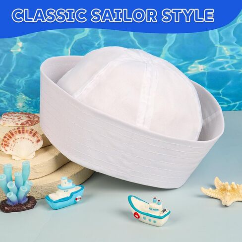 White Sailor Hats Yacht Hat Navy Captain Cap Halloween Sailor Costume White Hats for Women Men in Kuwait