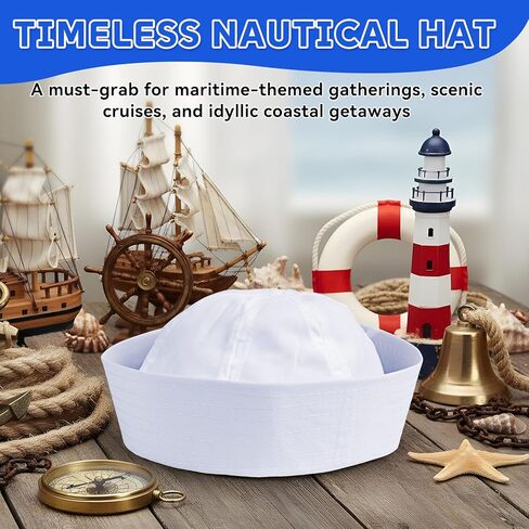 White Sailor Hats Yacht Hat Navy Captain Cap Halloween Sailor Costume White Hats for Women Men in Kuwait