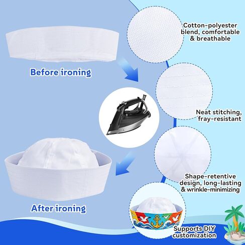 White Sailor Hats Yacht Hat Navy Captain Cap Halloween Sailor Costume White Hats for Women Men in Kuwait