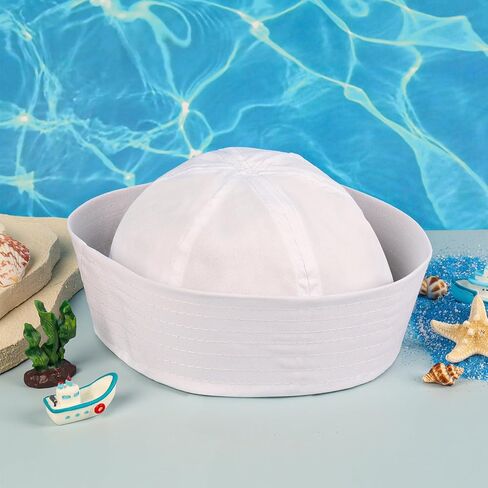 White Sailor Hats Yacht Hat Navy Captain Cap Halloween Sailor Costume White Hats for Women Men in Kuwait