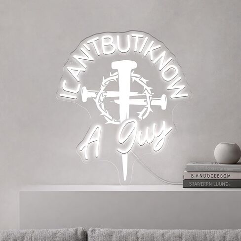 Easter Neon Sign, Jesus Cross with Thorns Christian Wall Decor, Dimmable USB Funny Inspirational Scripture LED Light Religious Gift for Men, Pastor, Man Cave, Youth Group Room in Saudi Arabia