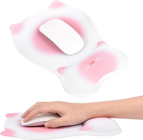 Ergonomic Mouse Pad with Wrist Rest, Soft Memory Foam Mousepad Wrist Cushion Support, Cute Cat Non-Slip Base Gaming Mouse Pad for Home Office Computer Laptop (Black) in Kuwait