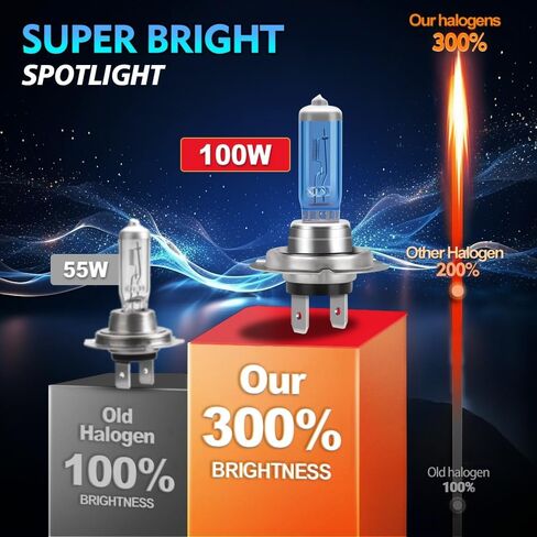 Headlight Bulbs for Kia Sedona 2001-2005, 2015-2018, H7 Halogen High and H7 Low Beam Combo, 100W Ultra Bright, 6000K White Light, IP68 Waterproof, Plug and Play, 4 Pack in Kuwait