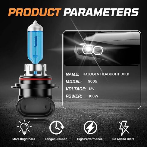 لسيارة Chevy Silverado 1500 2007-2015 2019 2020 2021، 2500 3500 HD 2007-2021 لمبات الهالوجين الأمامية، 9005 مصابيح إضاءة عالية وH11 منخفضة الشعاع، التوصيل N Play، 4 عبوات in Kuwait