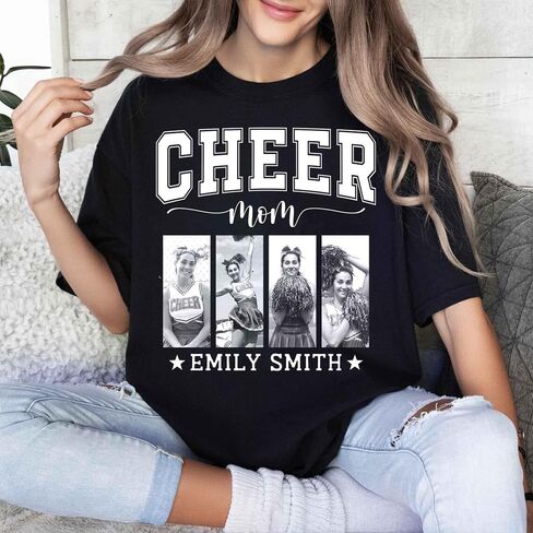 LOVELYPOD Custom Cheer Mom Shirts with Kids Name and Photo, Personalized Cheer Mom Shirt for Women in Saudi Arabia