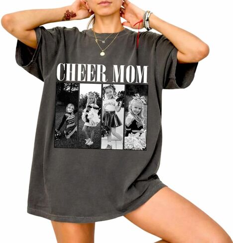 LOVELYPOD Custom Cheer Mom Shirts with Kids Name and Photo, Personalized Cheer Mom Shirt for Women in Saudi Arabia