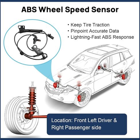 ABS Wheel Speed Sensor Front Left and Right Fits for 2009-2019 Toyota Corolla, 2009-2014 Matrix, 2009-2010 Pontiac Vibe, Driver and Passenger Side ABS Sensors, ALS2316 AB1034 8954202090 19353985, 2PCS in Saudi Arabia