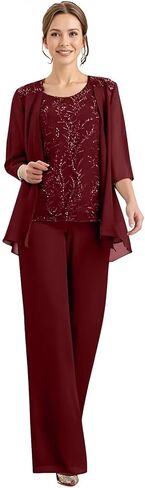 Chiffon Appliques Mother of The Bride Pant Suits 3 Pieces Women Formal Wedding Dress with Jacket in Saudi Arabia