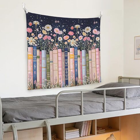 LADOCK Fantasy Floral Book Wall Tapestry, Reading Nook Corner Room Decor, Cottagecore Bookish Tapestry Wall Hanging Decor for Girls Bedroom Home Library Classroom, 50x60 Inch in Kuwait
